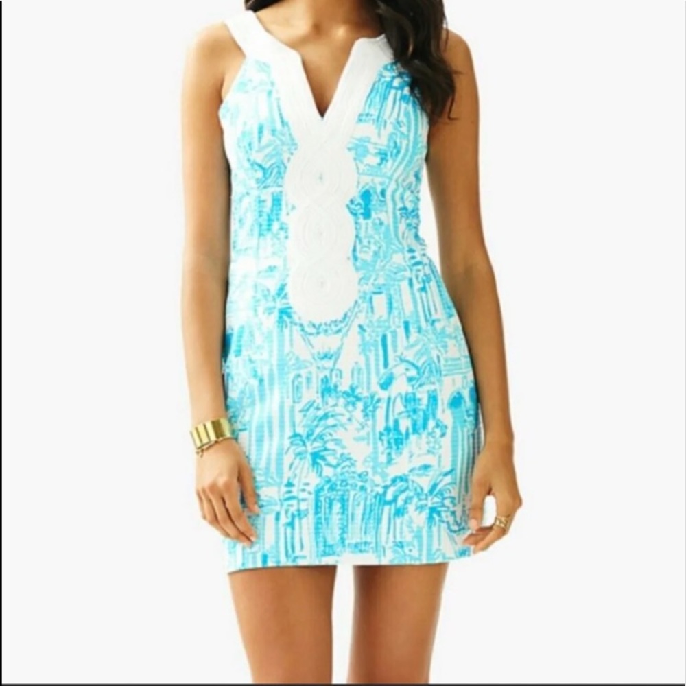 Lilly Pullitzer Blue White Shift Dress Size 6